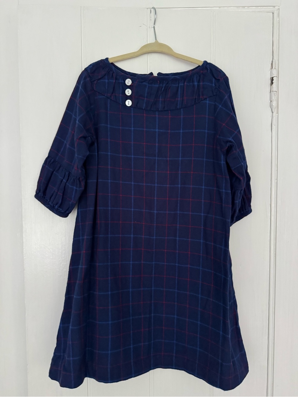 bella bliss Navy Plaid Dress with Red and Light Blue Windowpane